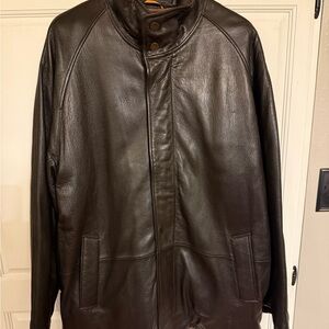 Perry Ellis Dark Brown Leather Coat